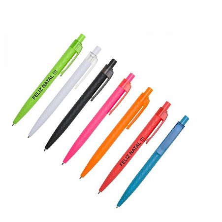 Caneta Plástica Colorida com personalização ( 50 unidades por cor )