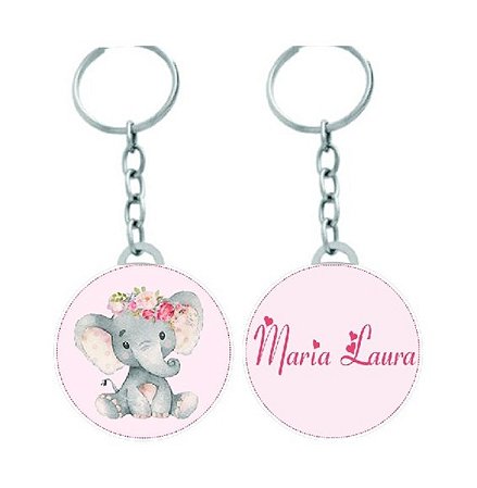 Chaveiro Elefantinha Cor de Rosa Personalizado