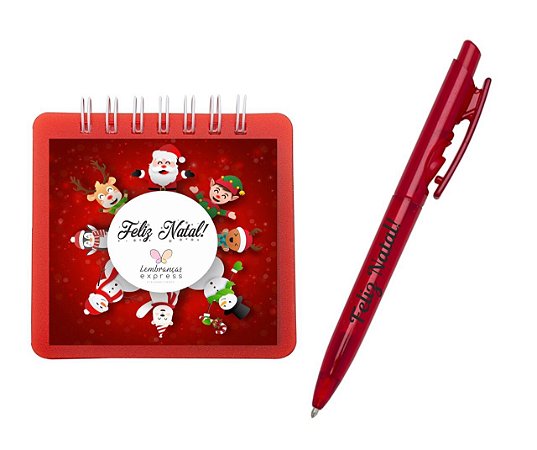 Kit Natal Bloquinho + Caneta com Logo Que Desejar