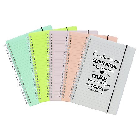 Caderno A5 com capa plástica e elástico Dia das Mães
