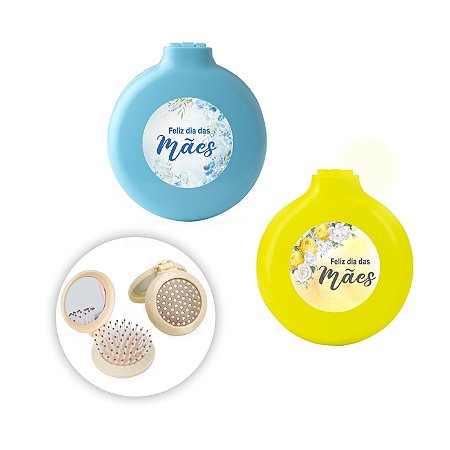 Escova Portátil com Espelho Personalizada dia das Mães