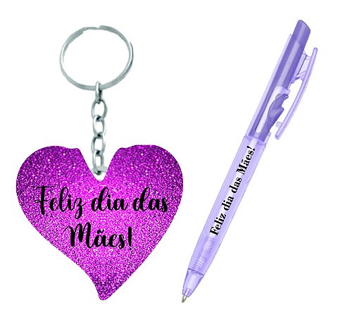 Kit Caneta + chaveiro dia das Mães Personalizado ( 15 unidades )