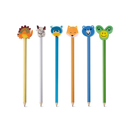 Lápis Apontado com Boneco de Borracha Cartela Personalizada