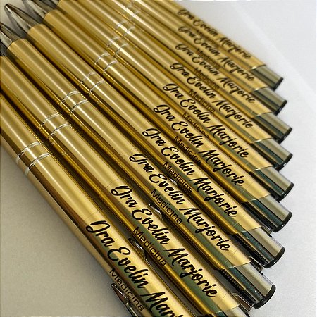 Caneta Metal Champanhe Personalizada como desejar (15 unidades )