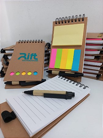 Bloquinho com caneta personalizado com sua logo