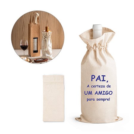 Sacola para garrafa em algodão Dia dos Pais