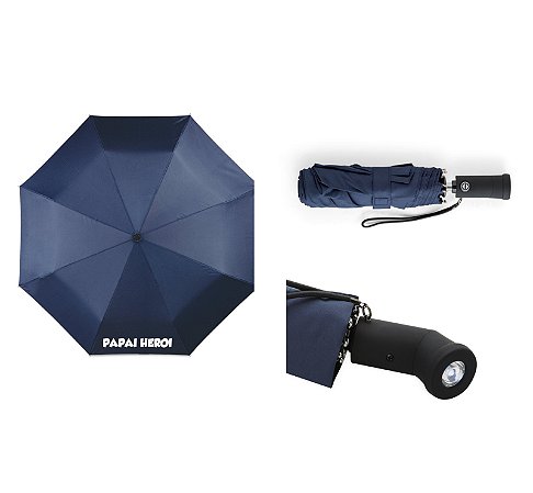 Guarda-chuva em poliéster dobrável com lanterna na pega Dia dos Pais
