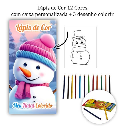Lápis de Cor 12 Cores com caixa personalizada