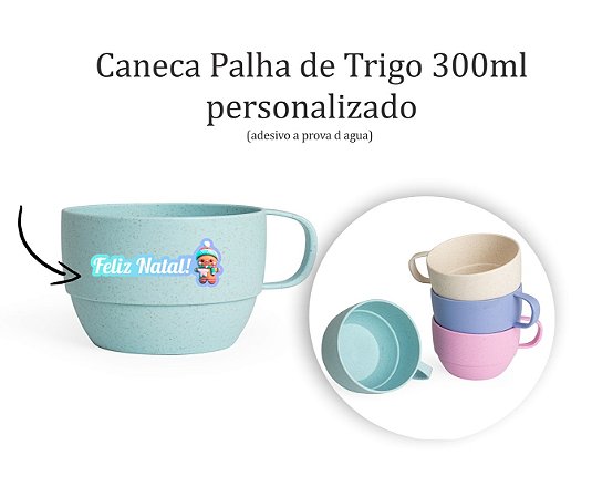 Caneca Palha de Trigo 300ml Personalizada Natal