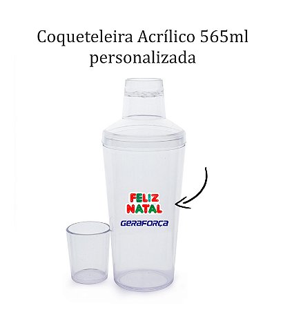 Coqueteleira Acrílico 565ml Personalizada Natal