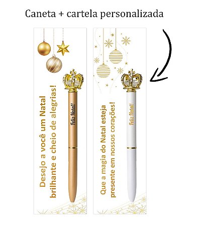 KIT Especial caneta coroa + cartela personalizada Natal + embalagem