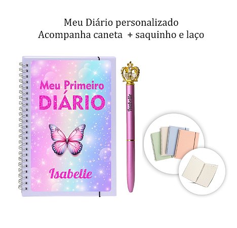 Lembrancinha Meu Primeiro Diário + Caneta Personalizada + embalagem