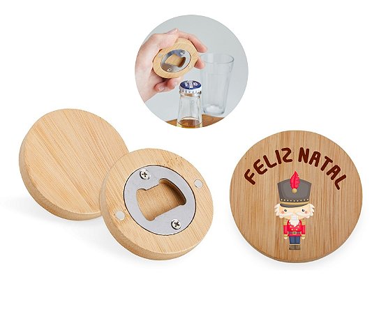 Abridor de Garrafa Bambu Personalizado Natal