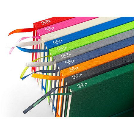 Caderno A5 de capa dura em poliéster 100% reciclado personalizado