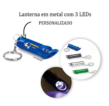 Lanterna em metal com 3 LEDs personalizada como desejar