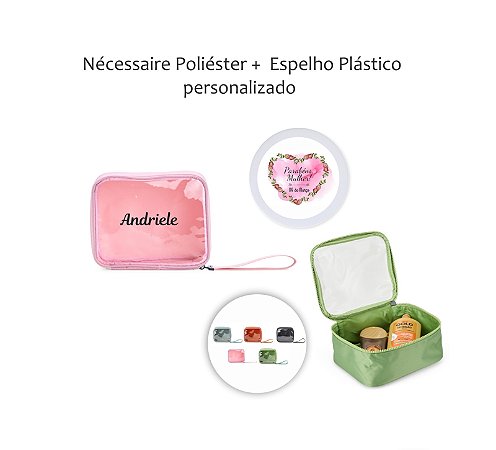 Nécessaire Nylon + espelho personalizado Dia dias Mulheres