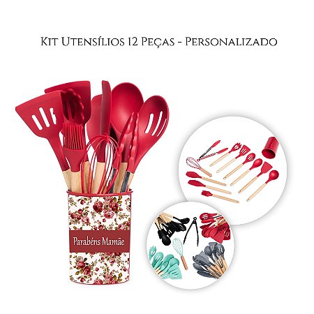 Kit Utensílios 12 Peças personalizado dia Das Mães