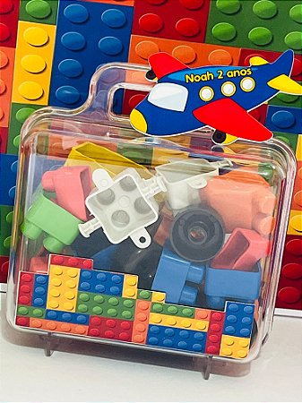Lembrancinha Infantil Kit Monta Monta Tema Lego Avião