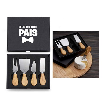 Kit Queijo 4 Peças Personalizado Dia dos Pais