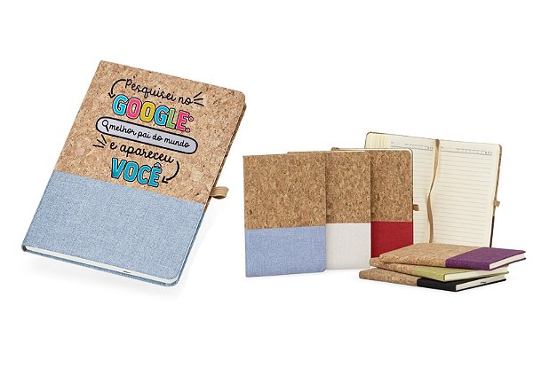 Caderneta A5 Cortiça com calendário Dia dos Pais Personalizado