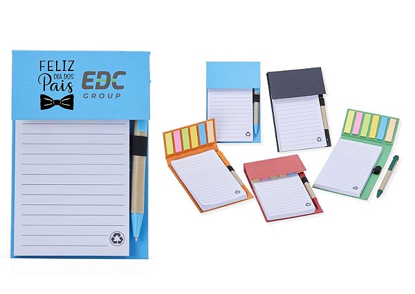 Bloco de Anotações com Autoadesivos e Caneta Personalizado Dia dos Pais