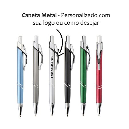 Caneta Metal - gravada como desejar (50 unidades por cor )