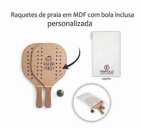 Raquetes de praia em MDF com bola inclusa Personalizado Dia dos Pais