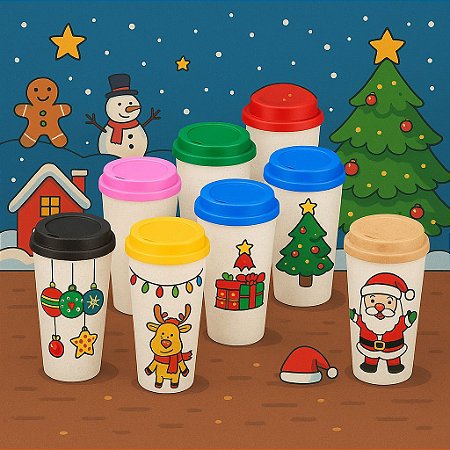 Copo Fibra de Arroz 550ml Personalizados Natal
