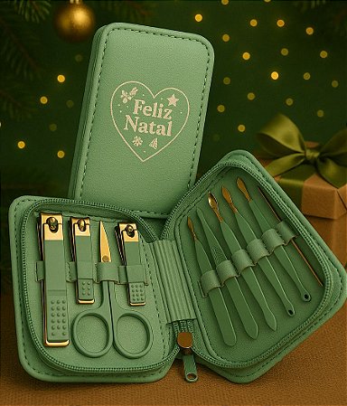 Kit Manicure com 10 Peças internas Personalizado Natal