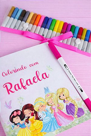 Kit Bloquinho + 48 Canetinhas Ponta Dupla Personalizadas