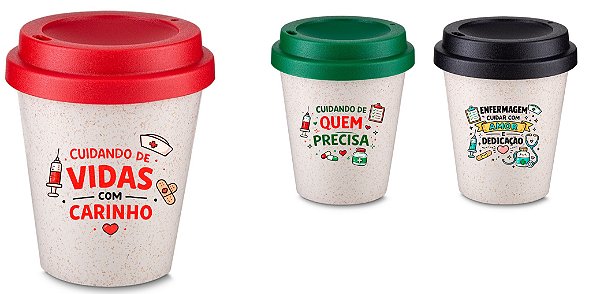 Copo Fibra de Arroz 350ml Personalizado Enfermagem