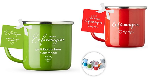 Caneca Inox 370ml Personalizada Dia da Enfermagem