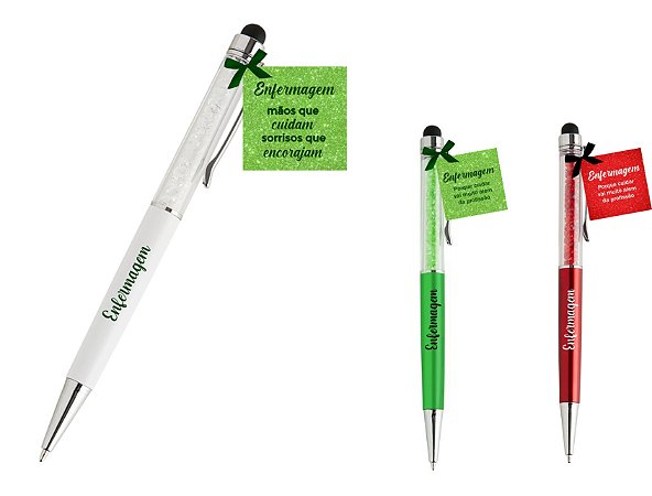 Caneta com Cristais Personalizada Dia da Enfermagem