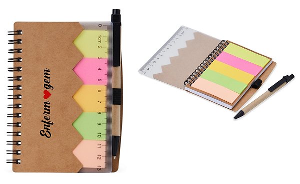 Bloco de Anotações com Autoadesivos e Caneta Personalizado Com sua Logo