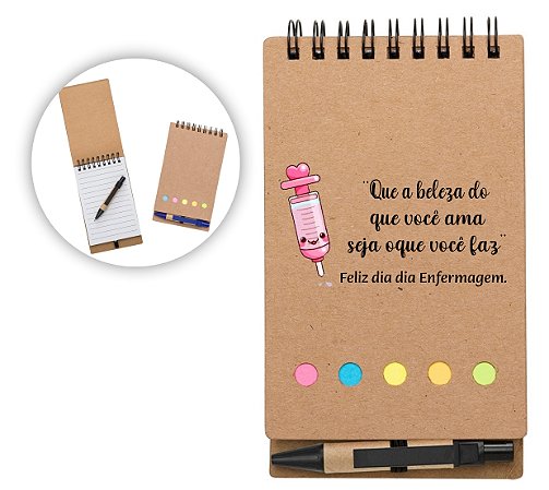 Bloco de Anotações com Autoadesivos e Caneta Personalizado Com sua Logo