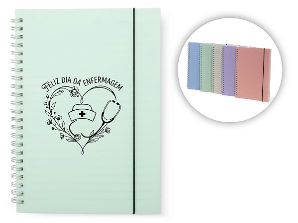 Caderno A5 Plástico Dia da enfermagem Personalizado Como Desejar