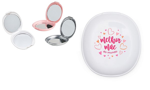 Espelho Duplo Sem Aumento Plástico Retangular Personalizado com Sua Logo