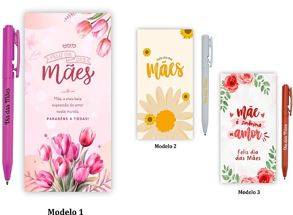 Caneta Plástica + Cartela Dia das Mães Personalizada Como Desejar