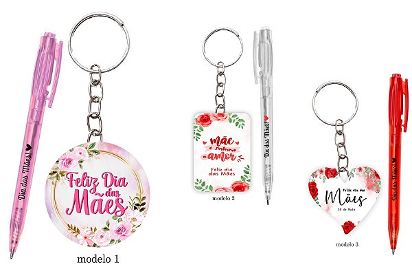Kit Chaveiro + Caneta Dia das Mães Personalizada Com a Sua Logo