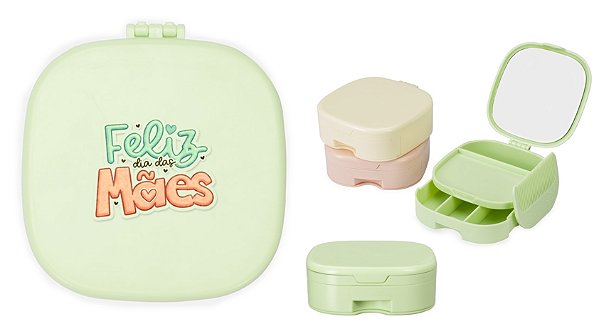 Porta-Joias Plástico com Espelho Dia das Mães Personalizado Como Desejar