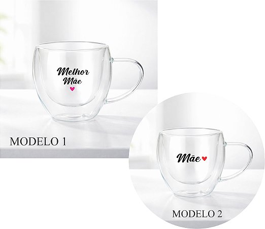 Xícara de Vidro 160ml Personalizada Dia das Mães