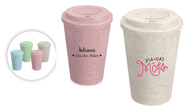 Copo Fibra de Arroz 450ml Personalizado Como Desejar Dia das Mães
