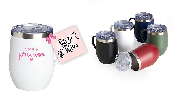 Caneca Inox 350ml Personalizada Como Desejar Dia das Mães
