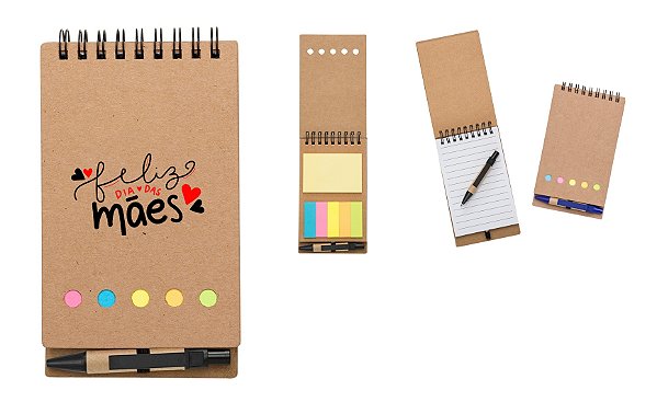 Bloco de Anotações com Autoadesivos e Caneta Personalizado Dia das Mães