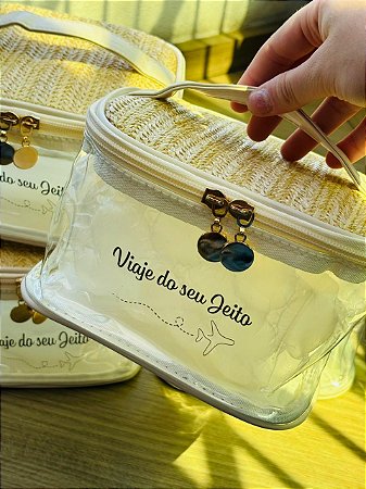 Nécessaire Pvc e Palha Personalizada Como Desejar