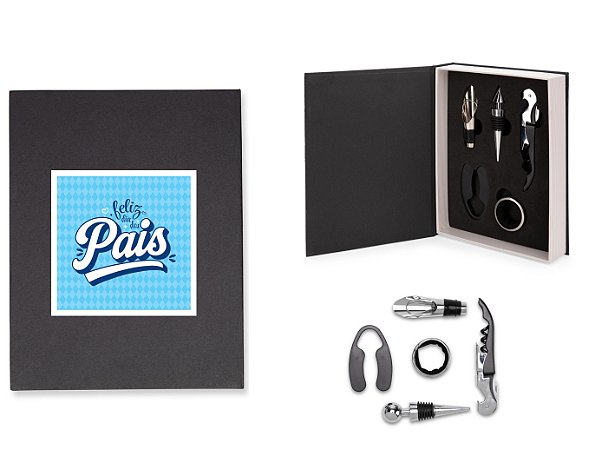 Kit Vinho 5 Peças Personalizado Dia dos Pais