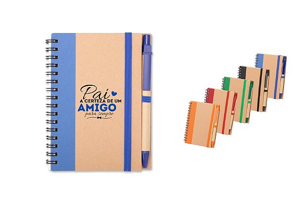 Caderno Ecológico com Caneta Personalizado Dia dos Pais