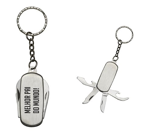 Chaveiro Metal Canivete 4 Funções Personalizado Dia dos Pais