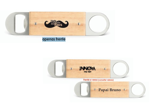 Abridor de Garrafa Madeira 2 Pontas Personalizado Dia dos Pa