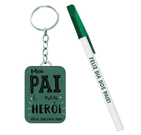 kit Chaveiro + Caneta Personalizado Dia dos Pais